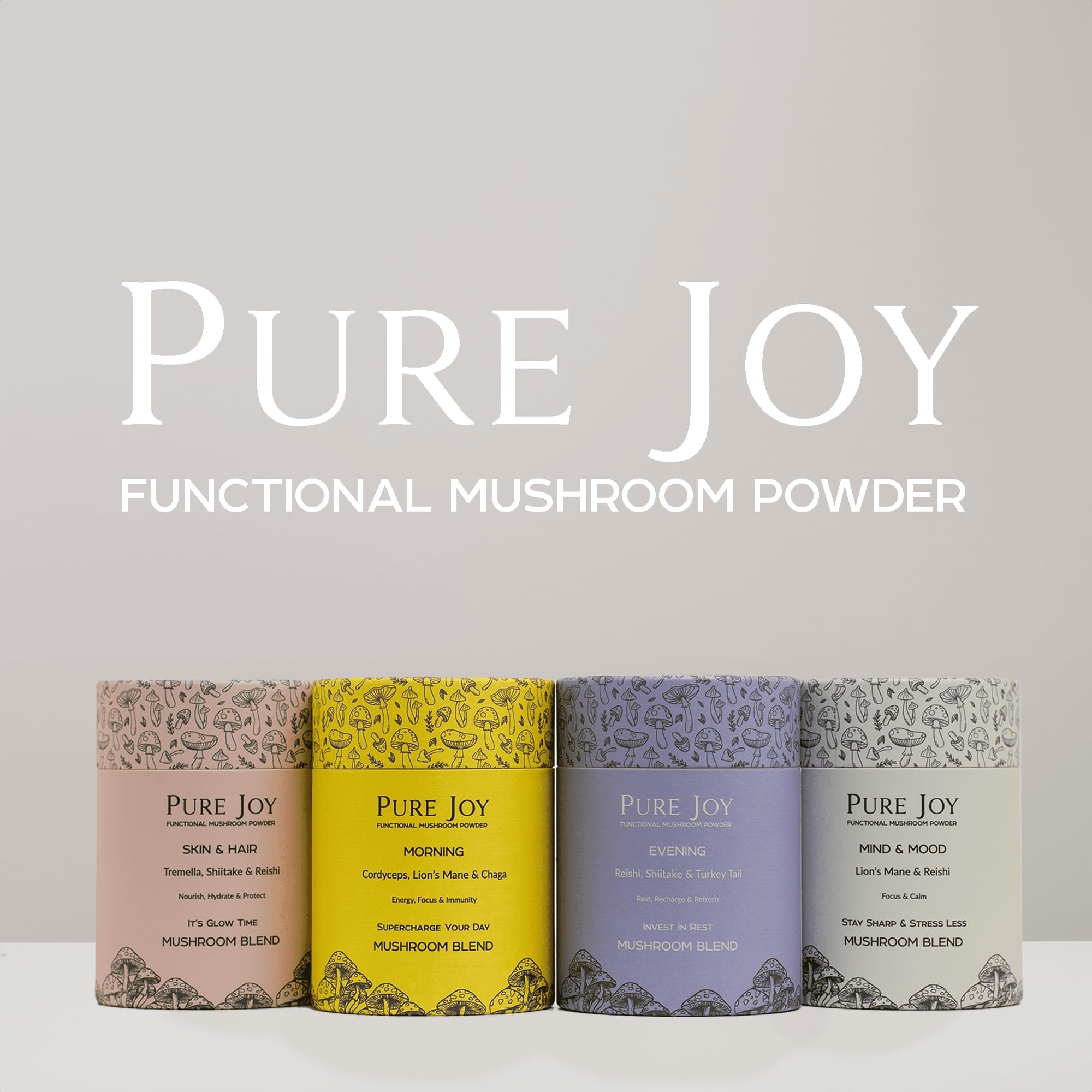 PURE JOY Mushrooms Functional Mushroom Powders for Energy & Rest
– PURE JOY Mushroom Powders