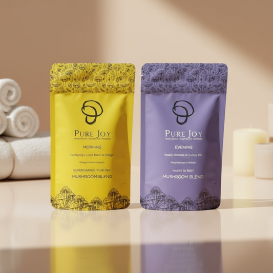 Morning & Evening Mushroom Stack | Energy + Sleep | PURE JOY