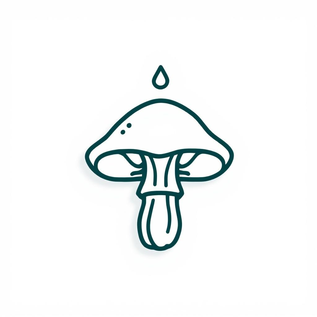 Icon of a mushroom with a droplet on a white background
